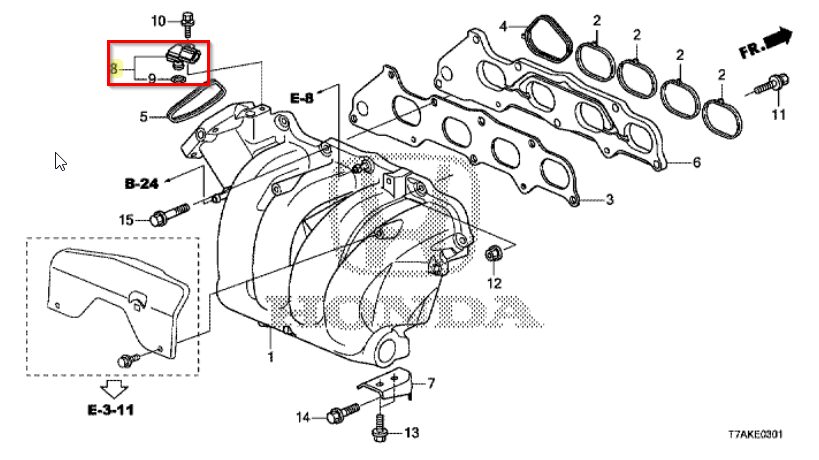 Sensor MAP – HR-V 2016 a 2021 | Civic 2007 a 2021 | CR-V 2007 a 2016 | City 2009 a 2014 | Fit 2009 a 2014 - Imagem 2